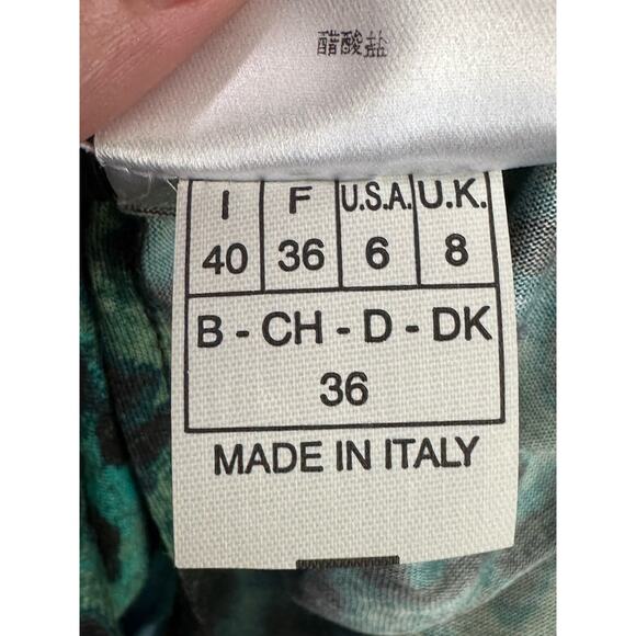 Emilio Pucci Green Purple Animal Print Lace Detail 3/4 Sleeve Top Sz US 6 - Picture 4 of 16